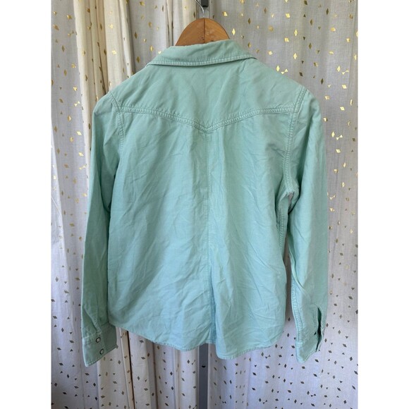 American Eagle Women's Mint Corduroy Snap Button Down Trucker Shacket Jacket M - Picture 4 of 7